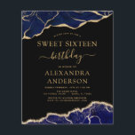 Prospectus 11,4 Cm X 14,2 Cm Budget Agate Sweet 16 Marine Blue Gold<br><div class="desc">Budget Agate Geode Black,  Navy Blue et Gold Foil Invitations de fête d'anniversaire - comprend un script moderne magnifique et élégant pour le Sweet sixteen spécial (16e) fête d'anniversaire.</div>