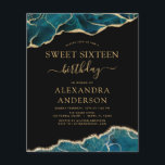 Prospectus 11,4 Cm X 14,2 Cm Budget Agate Turquoise Sweet 16 Or Turquoise<br><div class="desc">Budget Agate Geode Black and Turquoise Turquoise Blue and Gold Foil Invitations de fête d'anniversaire - comprend un script moderne magnifique et élégant pour le Sweet sixteen spécial (16e) fête d'anniversaire.</div>