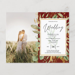 Prospectus 11,4 Cm X 14,2 Cm Budget All-in1 PHOTO Verdure Mariage RSVP QR CODE