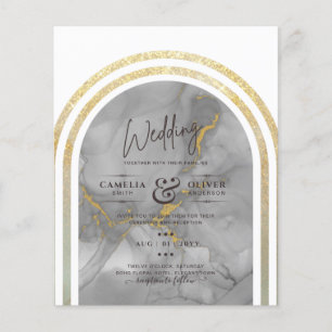Prospectus 11,4 Cm X 14,2 Cm BUDGET All-In-1 Arc d'or gris Mariage moderne QRCd