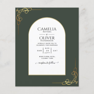Prospectus 11,4 Cm X 14,2 Cm Budget All-in-1 Gold Accent Wedding INVITE