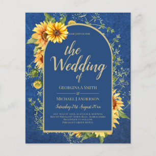 Prospectus 11,4 Cm X 14,2 Cm BUDGET All-in-1 Rustique tournesols BLEU Mariage