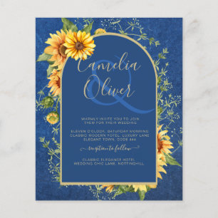 Prospectus 11,4 Cm X 14,2 Cm BUDGET All-in-1 Rustique tournesols BLEU Mariage