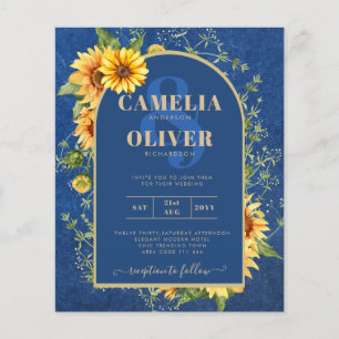 Prospectus 11,4 Cm X 14,2 Cm BUDGET All-in-1 Rustique tournesols BLEU Mariage
