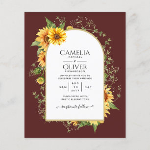 Prospectus 11,4 Cm X 14,2 Cm BUDGET All-in-1 Rustique tournesols Mariage de ver