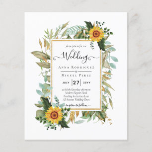 Prospectus 11,4 Cm X 14,2 Cm BUDGET All-in-1 Rustique tournesols Mariage de ver