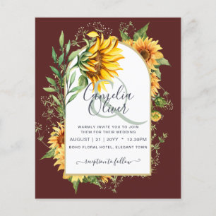 Prospectus 11,4 Cm X 14,2 Cm BUDGET All-in-1 Rustique tournesols Mariage de ver