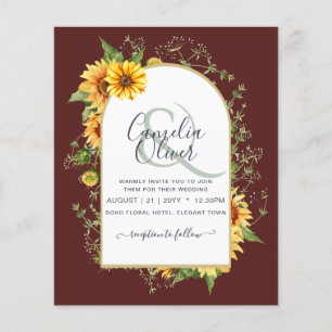 Prospectus 11,4 Cm X 14,2 Cm BUDGET All-in-1 Rustique tournesols Mariage de ver