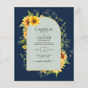 Prospectus 11,4 Cm X 14,2 Cm BUDGET All-in-1 Rustique tournesols Mariage de ver