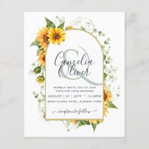 Prospectus 11,4 Cm X 14,2 Cm BUDGET All-in-1 Rustique tournesols Mariage de ver