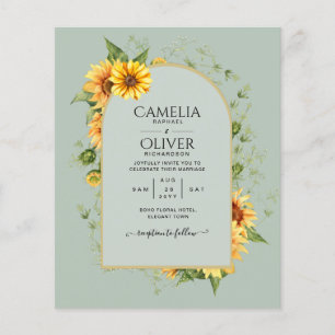 Prospectus 11,4 Cm X 14,2 Cm BUDGET All-in-1 Rustique tournesols Mariage de ver