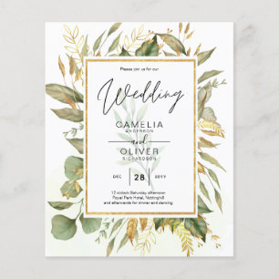 Prospectus 11,4 Cm X 14,2 Cm BUDGET All-in-1 Verdure Feuille or Mariage