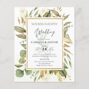 Prospectus 11,4 Cm X 14,2 Cm BUDGET All-in-1 Verdure Feuille or Mariage