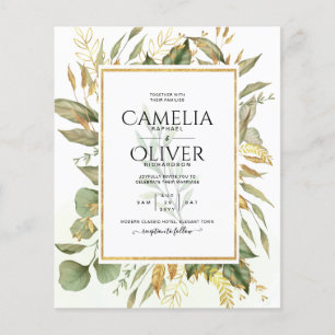 Prospectus 11,4 Cm X 14,2 Cm BUDGET All-in-1 Verdure Feuille or Mariage