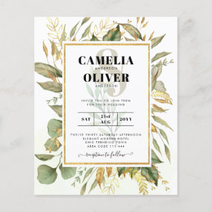 Prospectus 11,4 Cm X 14,2 Cm BUDGET All-in-1 Verdure Feuille or Mariage