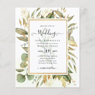 Prospectus 11,4 Cm X 14,2 Cm BUDGET All-in-1 Verdure Feuille or Mariage