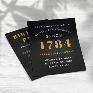 Prospectus 11,4 Cm X 14,2 Cm Budget Anniversaire Invitation Black Gold Chaque a
