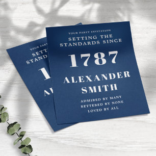 Prospectus 11,4 Cm X 14,2 Cm Budget Anniversaire Invitation Bleu Blanc