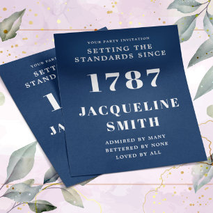 Prospectus 11,4 Cm X 14,2 Cm Budget Anniversaire Invitation Bleu Blanc