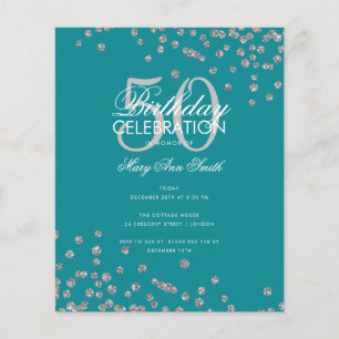 Prospectus 11,4 Cm X 14,2 Cm Budget Anniversaire Parties scintillant Argent Con