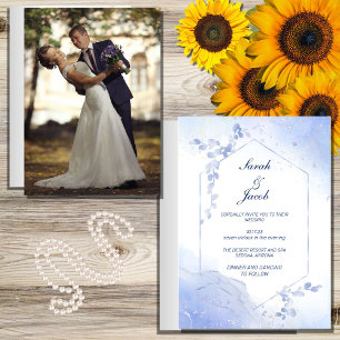 Prospectus 11,4 Cm X 14,2 Cm budget aquarelle boho bleu mariage botanique
