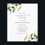 Prospectus 11,4 Cm X 14,2 Cm Budget Aquarelle verte Engagement Invitation<br><div class="desc">Un choix simple mais botanique pour annoncer votre fiançailles. Cette invitation budgétaire présente des branches d'olivier d'aquarelle originales avec vos détails en gris fusain sur un arrière - plan blanc immaculé. La feuille revient à une couleur verte à la sauge offerte. Utilisez les champs modèle pour customiser avec vos noms...</div>