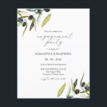 Prospectus 11,4 Cm X 14,2 Cm Budget Aquarelle verte Engagement Invitation<br><div class="desc">Un choix simple mais botanique pour annoncer votre fiançailles. Cette invitation budgétaire présente des branches d'olivier d'aquarelle originales avec vos détails en gris fusain sur un arrière - plan blanc immaculé. La feuille revient à une couleur verte à la sauge offerte. Utilisez les champs modèle pour customiser avec vos noms...</div>