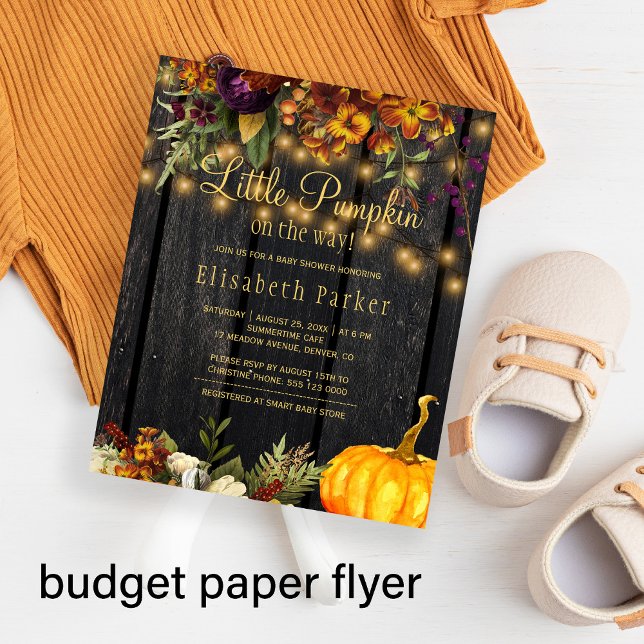 Prospectus 11,4 Cm X 14,2 Cm Budget autumn fall baby shower invitation (Créateur téléchargé)