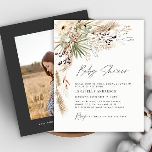 Prospectus 11,4 Cm X 14,2 Cm Budget baby shower pampas photo moderne noir