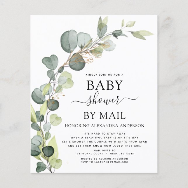 Prospectus 11,4 Cm X 14,2 Cm Budget Baby shower Par Mail Eucalyptus (Devant)