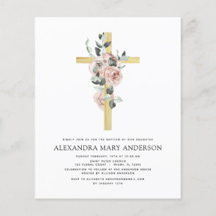 Prospectus 11,4 Cm X 14,2 Cm Budget Baptême Verdure Rose Dusty