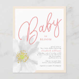 Prospectus 11,4 Cm X 14,2 Cm BUDGET Bébé en fleurs Aquarelle Blanc Floral Chic