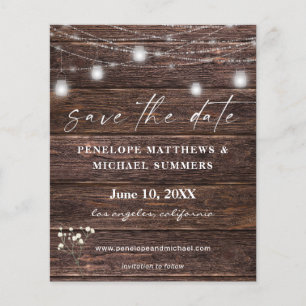 Prospectus 11,4 Cm X 14,2 Cm Budget Bébé's Breath Rustic Enregistrer la date