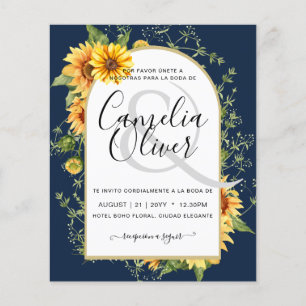 Prospectus 11,4 Cm X 14,2 Cm BUDGET Bilingual Sunflowers Spanish Wedding Boda