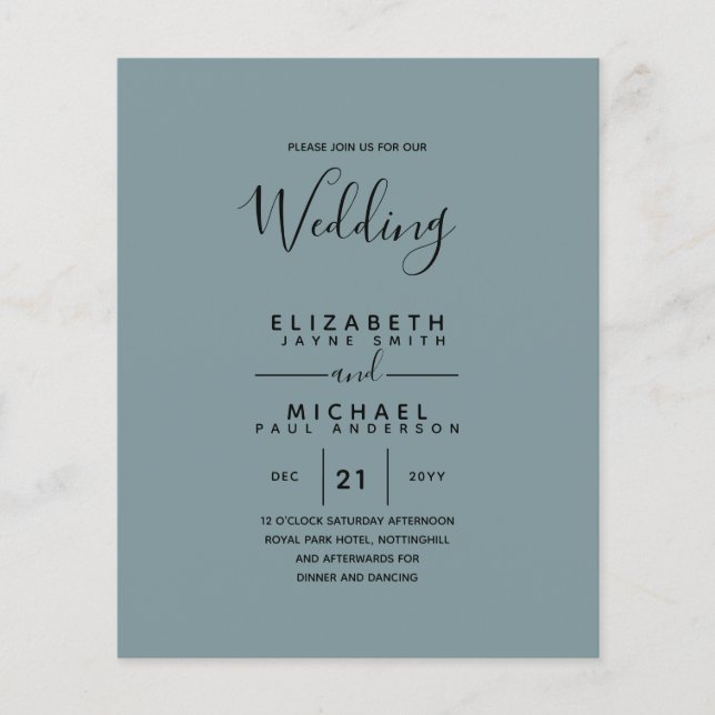 Prospectus 11,4 Cm X 14,2 Cm Budget Bilingue Espagnol BODA Anglais Mariage (Devant)