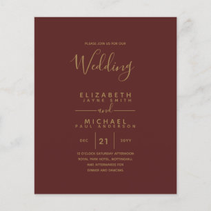 Prospectus 11,4 Cm X 14,2 Cm BUDGET Bilingue Espagnol Boda Anglais Mariage