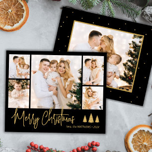 Prospectus 11,4 Cm X 14,2 Cm Budget Black Gold 5 Photo Christmas Holiday Flyer