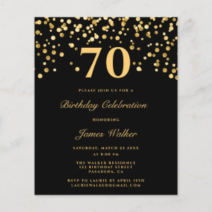 Prospectus 11,4 Cm X 14,2 Cm Budget Black Gold Confetti 70E Anniversaire