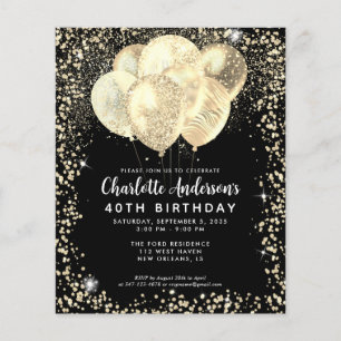 Prospectus 11,4 Cm X 14,2 Cm Budget Black Gold Glam Parties scintillant Balloon