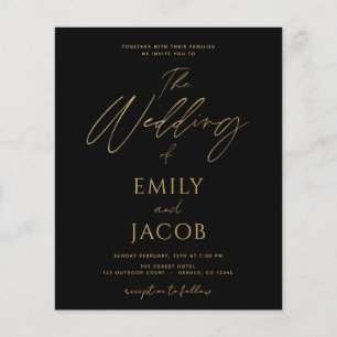 Prospectus 11,4 Cm X 14,2 Cm Budget Black Gold Mariage Typographie moderne