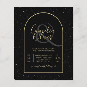 Prospectus 11,4 Cm X 14,2 Cm BUDGET BLACK GOLD Starry Night Wedding INVITE