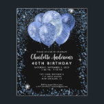 Prospectus 11,4 Cm X 14,2 Cm Budget Black Navy Blue Parties scintillant Balloon<br><div class="desc">Moderne Glam Navy Blue Black Silver Parties scintillant Sparkle Balloon Élégant élégant Invitation Anniversaire</div>