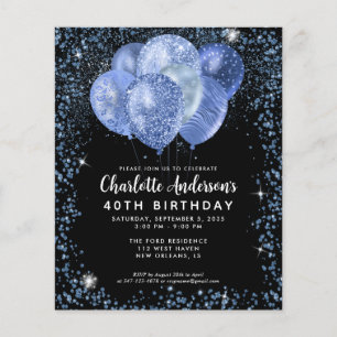 Prospectus 11,4 Cm X 14,2 Cm Budget Black Navy Blue Parties scintillant Balloon
