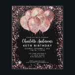 Prospectus 11,4 Cm X 14,2 Cm Budget Black Rose Gold Parties scintillant Balloon<br><div class="desc">Glam moderne Blush Rose Or Parties scintillant noire Sparkle Balloon Élégant élégant Invitation Anniversaire</div>