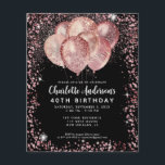 Prospectus 11,4 Cm X 14,2 Cm Budget Black Rose Gold Parties scintillant Balloon<br><div class="desc">Glam moderne Blush Rose Or Parties scintillant noire Sparkle Balloon Élégant élégant Invitation Anniversaire</div>