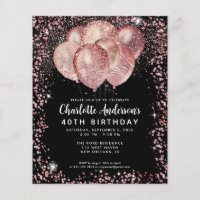 Budget Black Rose Gold Parties scintillant Balloon