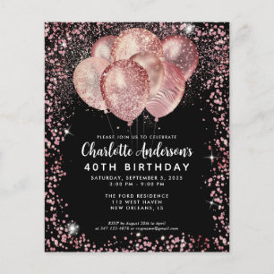 Prospectus 11,4 Cm X 14,2 Cm Budget Black Rose Gold Parties scintillant Balloon