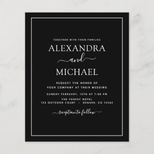 Prospectus 11,4 Cm X 14,2 Cm Budget Black White Mariage Moderne Typographie Cir
