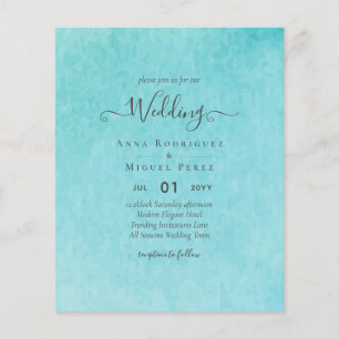 Prospectus 11,4 Cm X 14,2 Cm Budget BLIZZARD BLUE Watercolor Plage Mariage