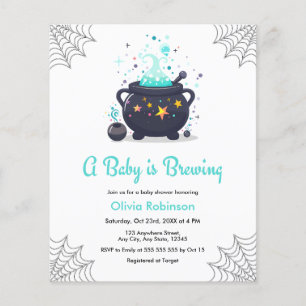 Prospectus 11,4 Cm X 14,2 Cm Budget Blue Cauldron Halloween Baby shower Invitat